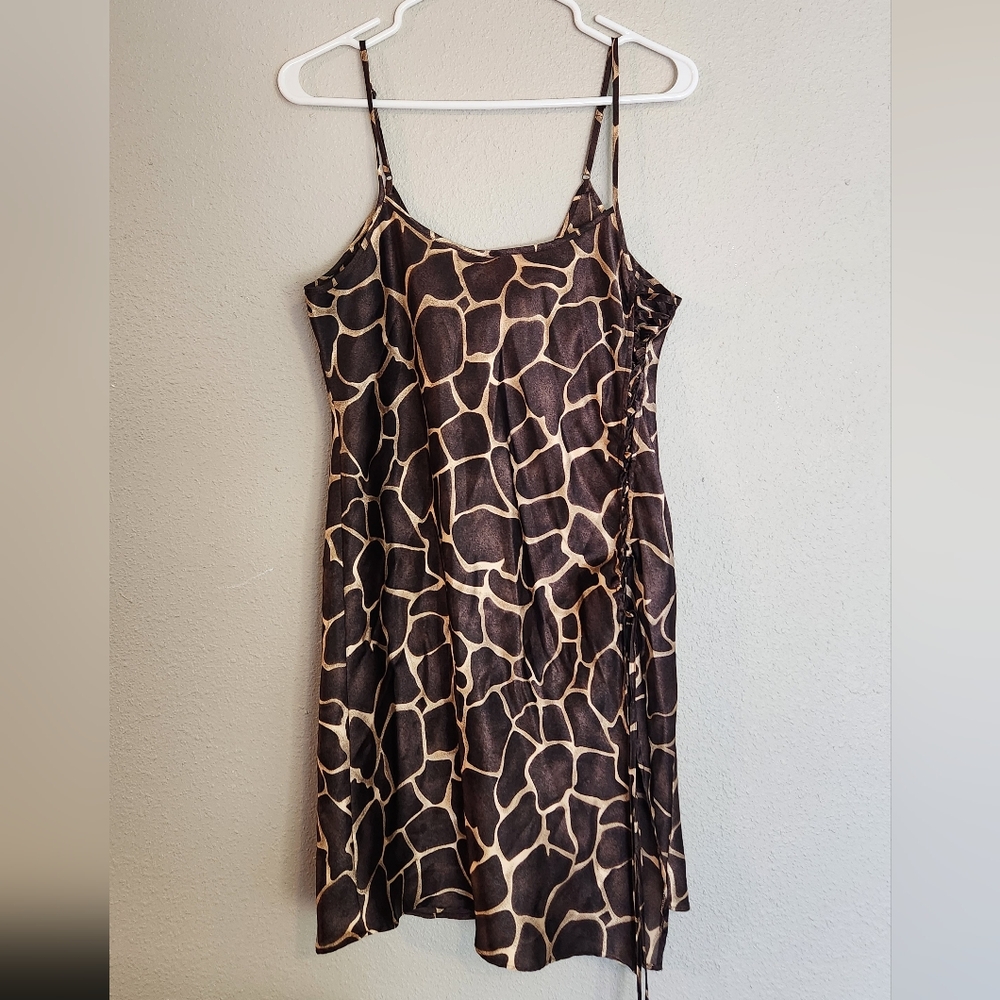 La Vie En Rose Animal Print Slip Dress